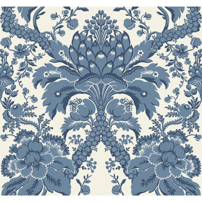 Purchase W3890.155.0 Kravet Design, Blue Damask - Kravet Design Wallpaper