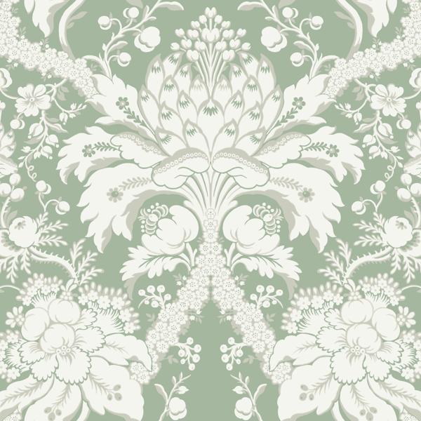 Purchase W3890.31.0 Kravet Design, Green Damask - Kravet Design Wallpaper