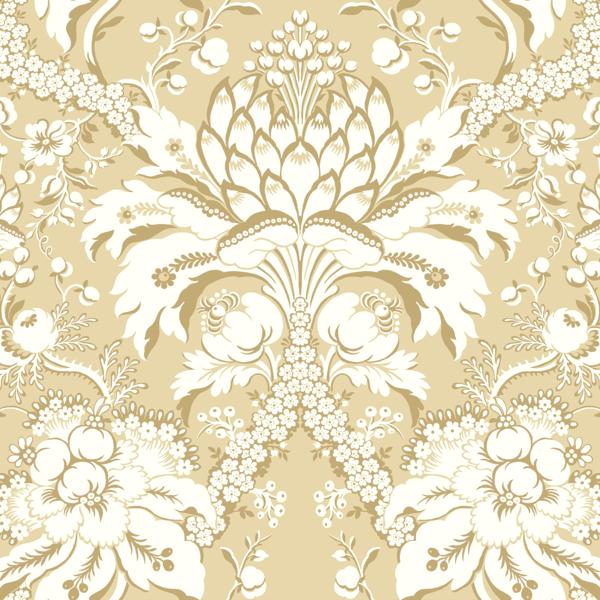 Purchase W3890.404.0 Kravet Design, Yellow Damask - Kravet Design Wallpaper
