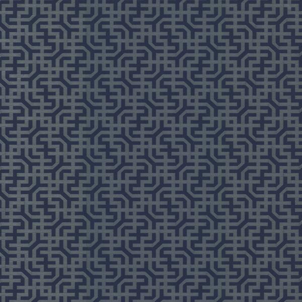 Sample - W3907.5.0 | Kravet Design, Blue Geometric - Kravet Design Wallpaper