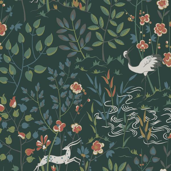 Sample - W3912.3.0 | Kravet Design, Green Animals - Kravet Design Wallpaper