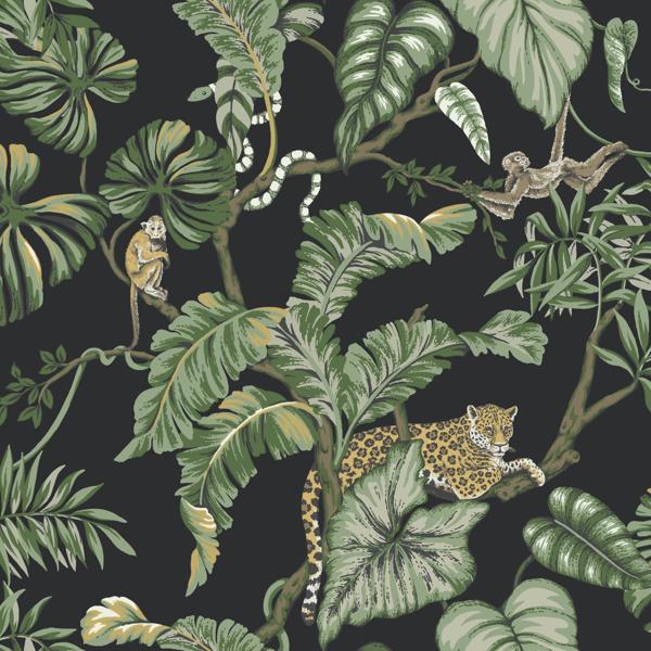 Sample - W3915.83.0 | Kravet Design, Black Animals - Kravet Design Wallpaper