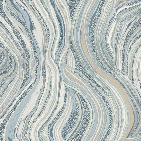 Sample - W3919.5.0 | Kravet Design, Blue Abstract - Kravet Design Wallpaper
