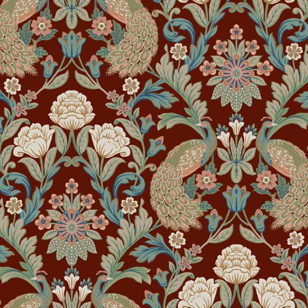 Sample - W3923.319.0 | W3923, Red Damask - Kravet Design Wallpaper