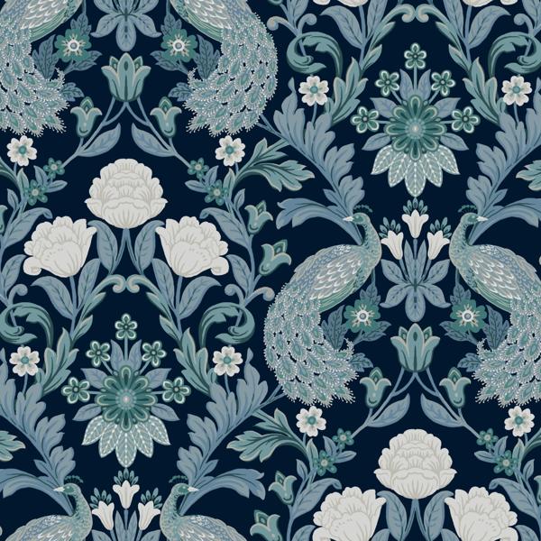 Sample - W3923.35.0 | W3923, Blue Damask - Kravet Design Wallpaper