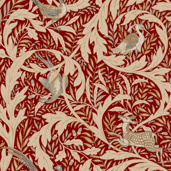 Sample - W3925.19.0 | W3925, Red Animals - Kravet Design Wallpaper