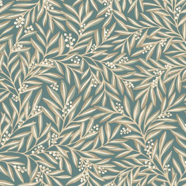 Sample - W3926.35.0 | W3926, Blue Leaf - Kravet Design Wallpaper