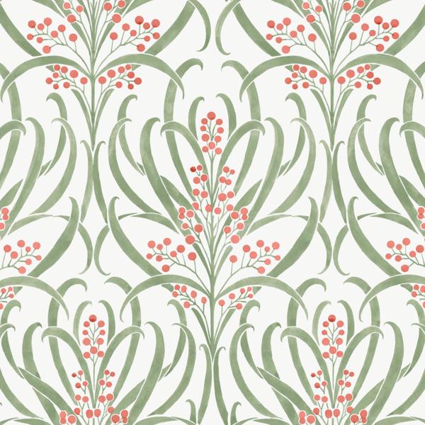 Sample - W3927.312.0 | W3927, Green Botanical - Kravet Design Wallpaper