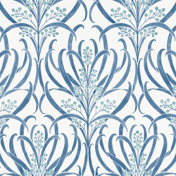 Sample - W3927.51.0 | W3927, Blue Botanical - Kravet Design Wallpaper