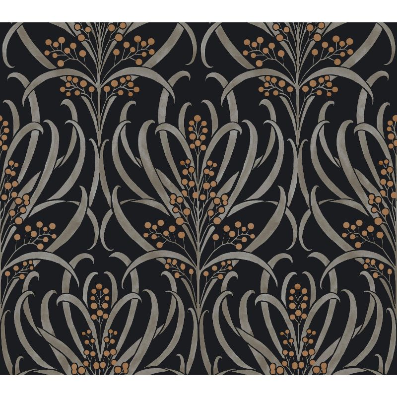 Purchase W3927.8.0 W3927, Black Botanical - Kravet Design Wallpaper