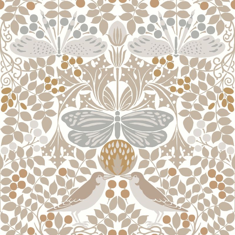Sample - W3929.1611.0 | W3929, Beige Insects - Kravet Design Wallpaper