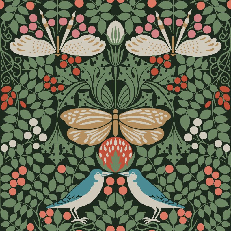 Sample - W3929.317.0 | W3929, Green Insects - Kravet Design Wallpaper