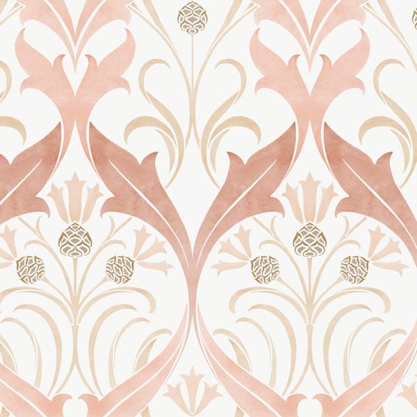 Sample - W3930.1612.0 | W3930, Pink Damask - Kravet Design Wallpaper
