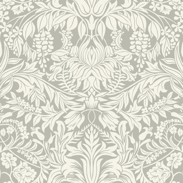 Sample - W3932.11.0 | W3932, Grey Damask - Kravet Design Wallpaper