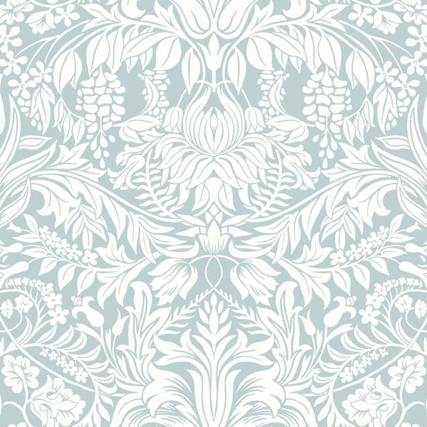 Sample - W3932.15.0 | W3932, Blue Damask - Kravet Design Wallpaper