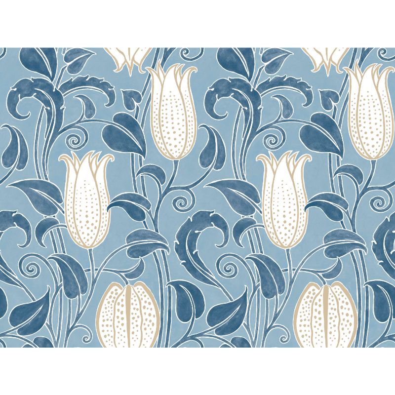 Purchase W3933.516.0 W3933, Blue Floral - Kravet Design Wallpaper