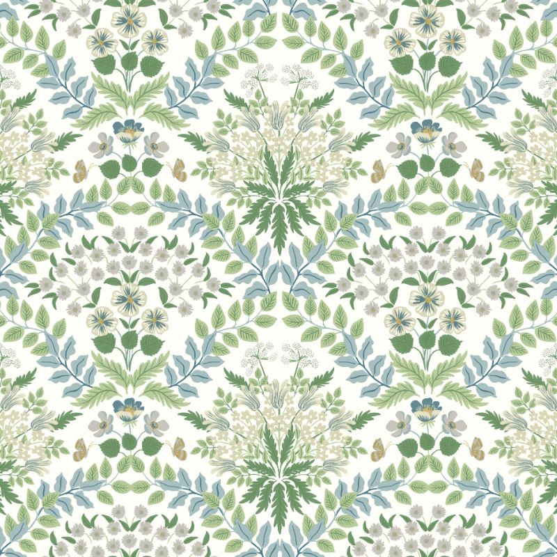 Sample - W3941.153.0 | Kravet Design, Green Botanical - Kravet Design Wallpaper