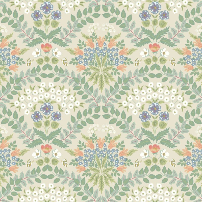 Sample - W3941.1623.0 | Kravet Design, Green Botanical - Kravet Design Wallpaper