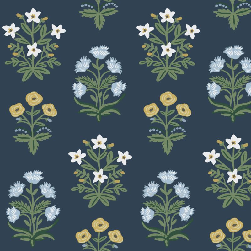 Sample - W3942.34.0 | Kravet Design, Blue Botanical - Kravet Design Wallpaper