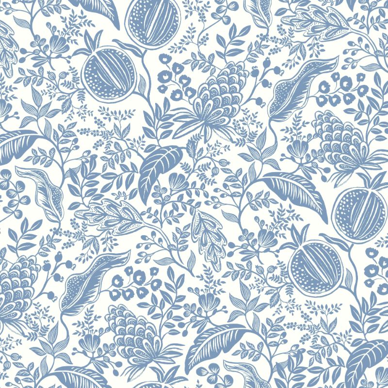 Sample - W3944.51.0 | Kravet Design, Blue Botanical - Kravet Design Wallpaper
