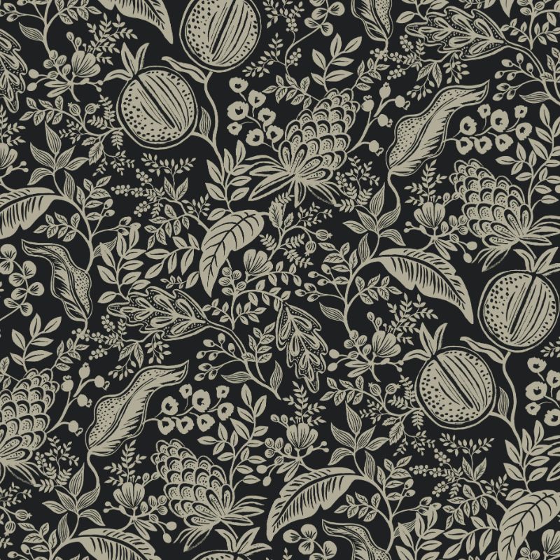 Sample - W3944.8106.0 | Kravet Design, Black Botanical - Kravet Design Wallpaper
