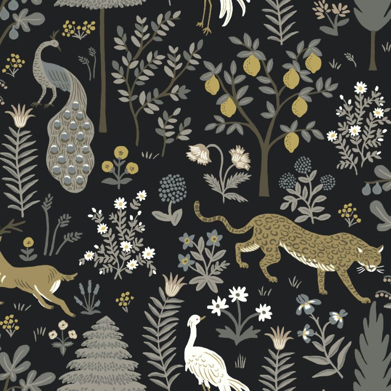 Sample - W3945.830.0 | Kravet Design, Black Animals - Kravet Design Wallpaper