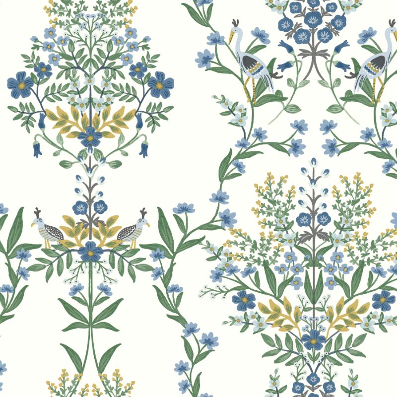 Sample - W3949.34.0 | Kravet Design, Blue Botanical - Kravet Design Wallpaper