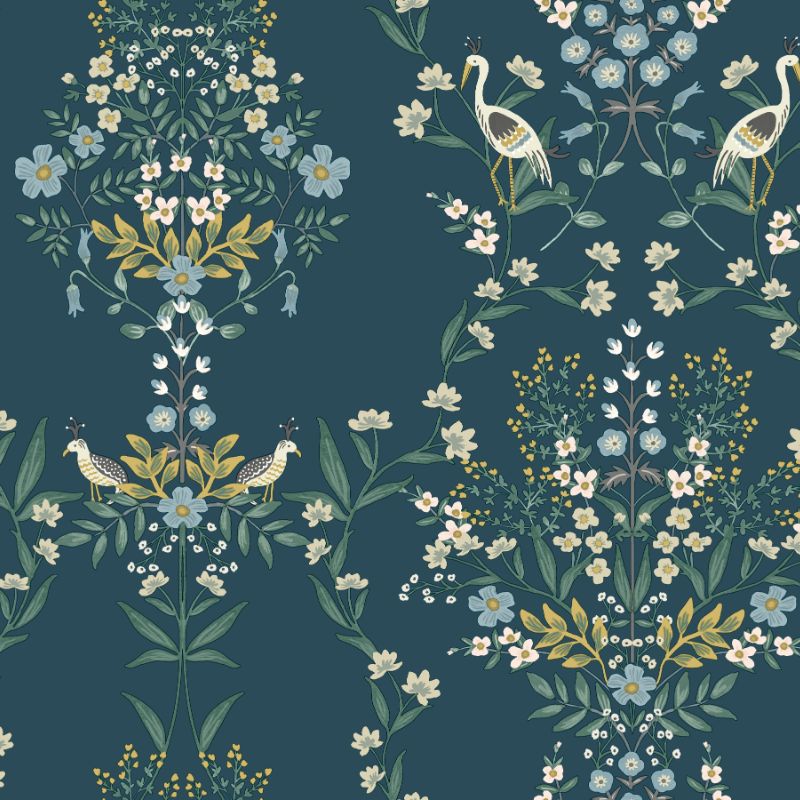 Sample - W3949.516.0 | Kravet Design, Blue Botanical - Kravet Design Wallpaper