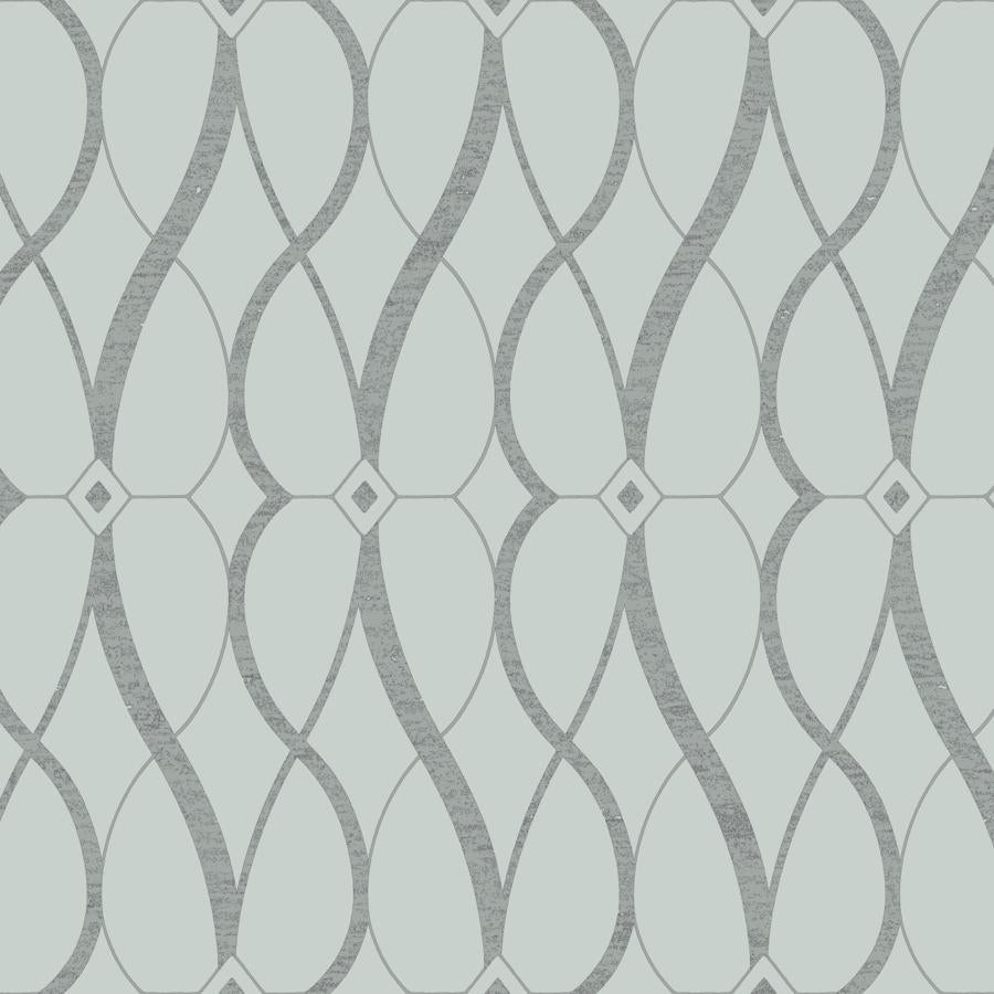 Sample - W4111-1511 | Kravet Design, Blue Geometric - Kravet Design Wallpaper - W4111.1511.0