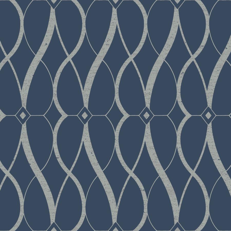 Sample - W4111-511 | Kravet Design, Blue Geometric - Kravet Design Wallpaper - W4111.511.0