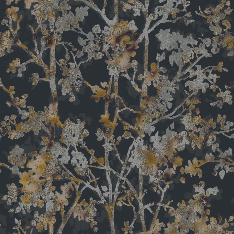 Sample - W4113-84 | Kravet Design, Black Botanical - Kravet Design Wallpaper - W4113.84.0