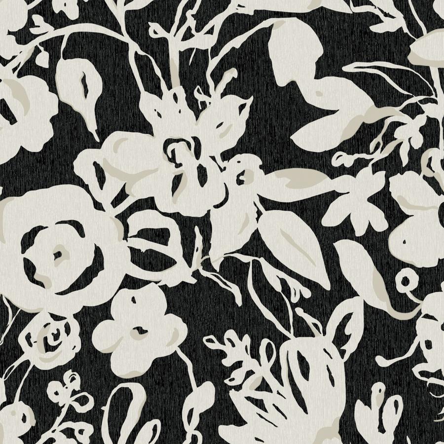 Sample - W4134-81 | Kravet Design, Black Botanical - Kravet Design Wallpaper - W4134.81.0