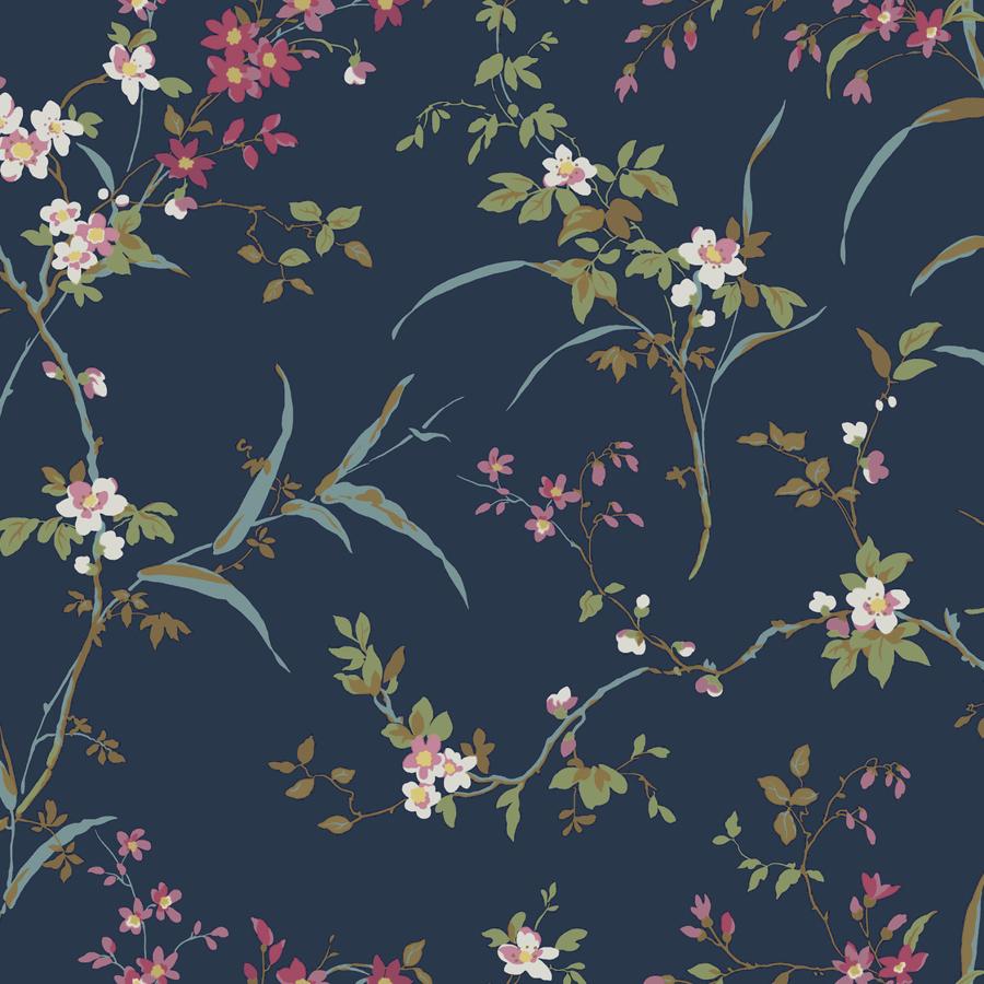 Sample - W4135-517 | Kravet Design, Blue Botanical - Kravet Design Wallpaper - W4135.517.0