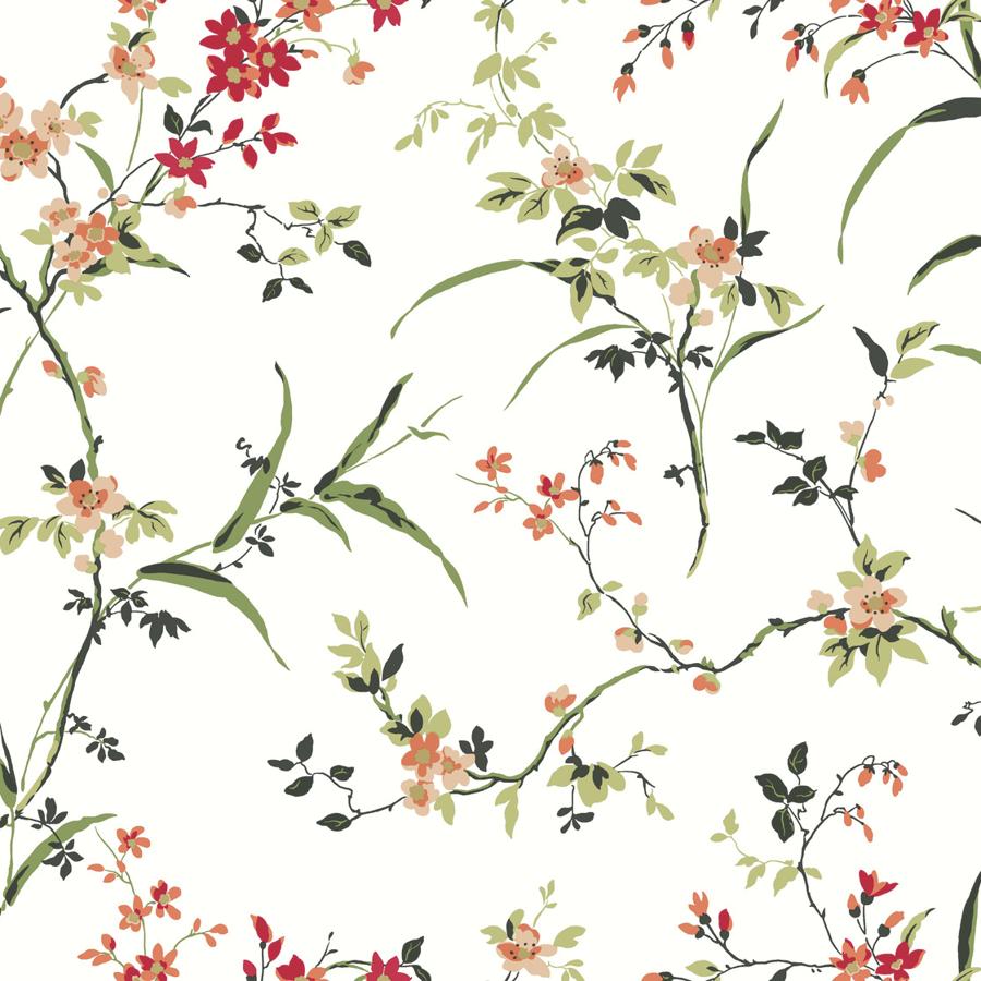 Sample - W4135-719 | Kravet Design, Orange Botanical - Kravet Design Wallpaper - W4135.719.0