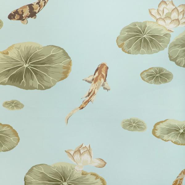 Sample - W4146-316 | Lotus Pond Wp, Green Animals - Kravet Wallpaper - W4146.316.0
