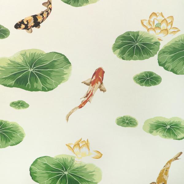 Sample - W4146-34 | Lotus Pond Wp, Gold Animals - Kravet Wallpaper - W4146.34.0