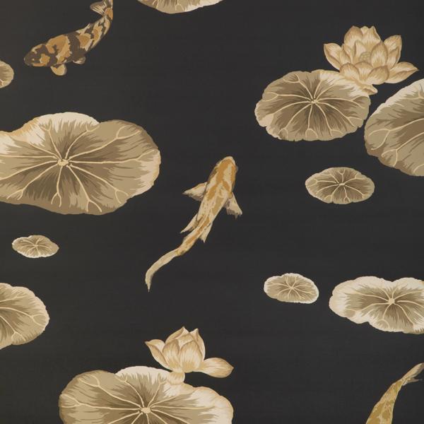 Sample - W4146-84 | Lotus Pond Wp, Black Animals - Kravet Wallpaper - W4146.84.0