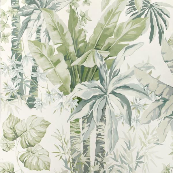 Sample - W4148-315 | Junglewood Pnl, Green Botanical - Kravet Wallpaper - W4148.315.0