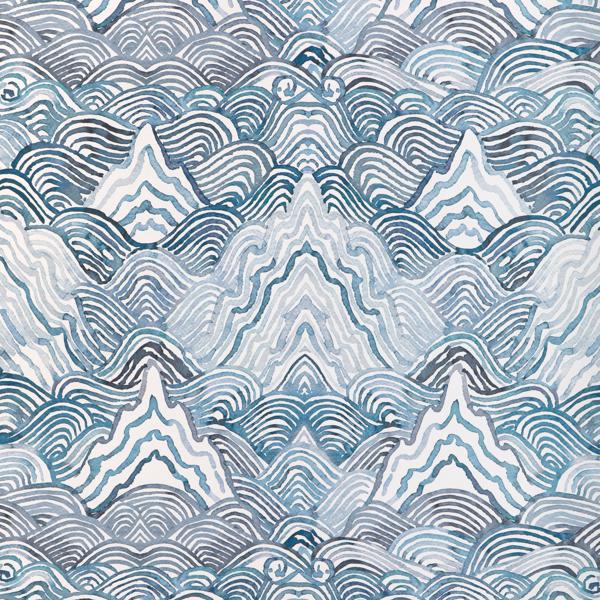 Sample - W4150-550 | Shangri La Wp, Blue Abstract - Kravet Wallpaper - W4150.550.0
