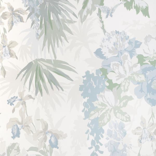 Sample - W4153-115 | La Selva Wp, Blue Botanical - Kravet Wallpaper - W4153.115.0