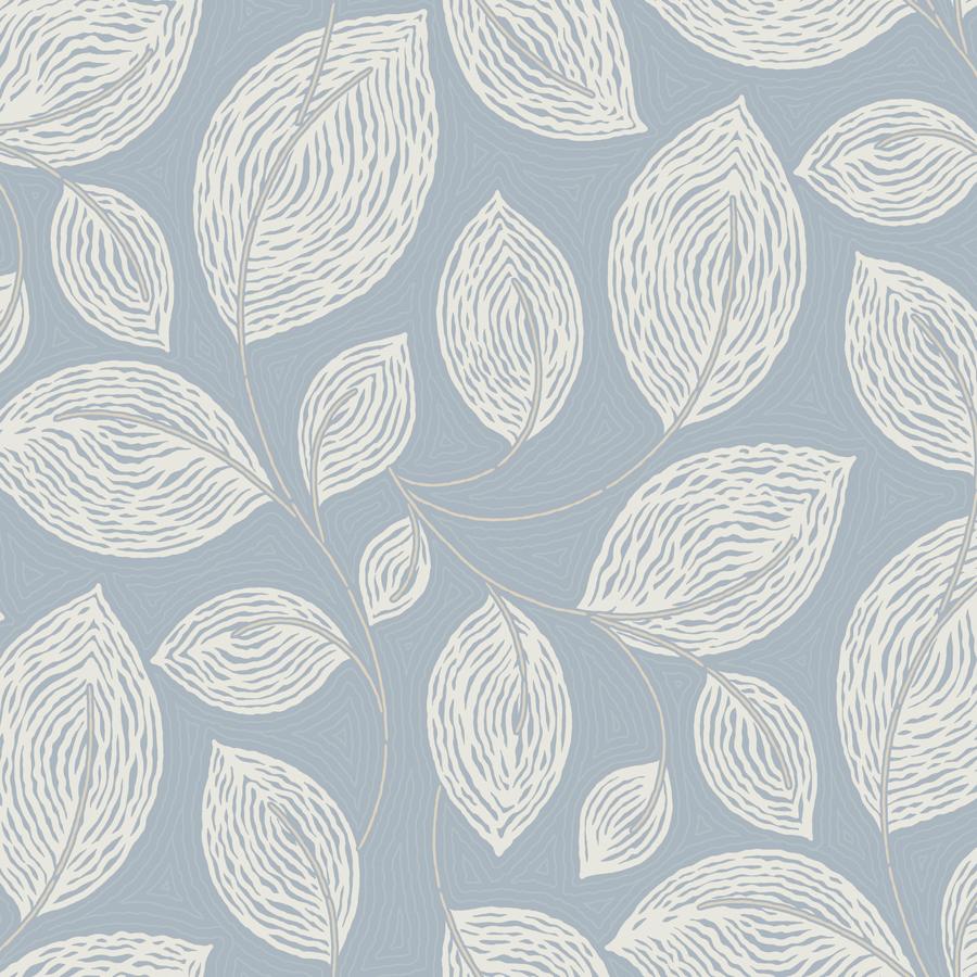 Sample - W4157-51 | Kravet Design, Blue Leaf - Kravet Design Wallpaper - W4157.51.0