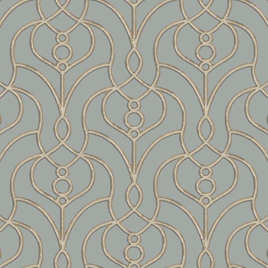Sample - W4161-52 | Kravet Design, Blue Lattice - Kravet Design Wallpaper - W4161.52.0