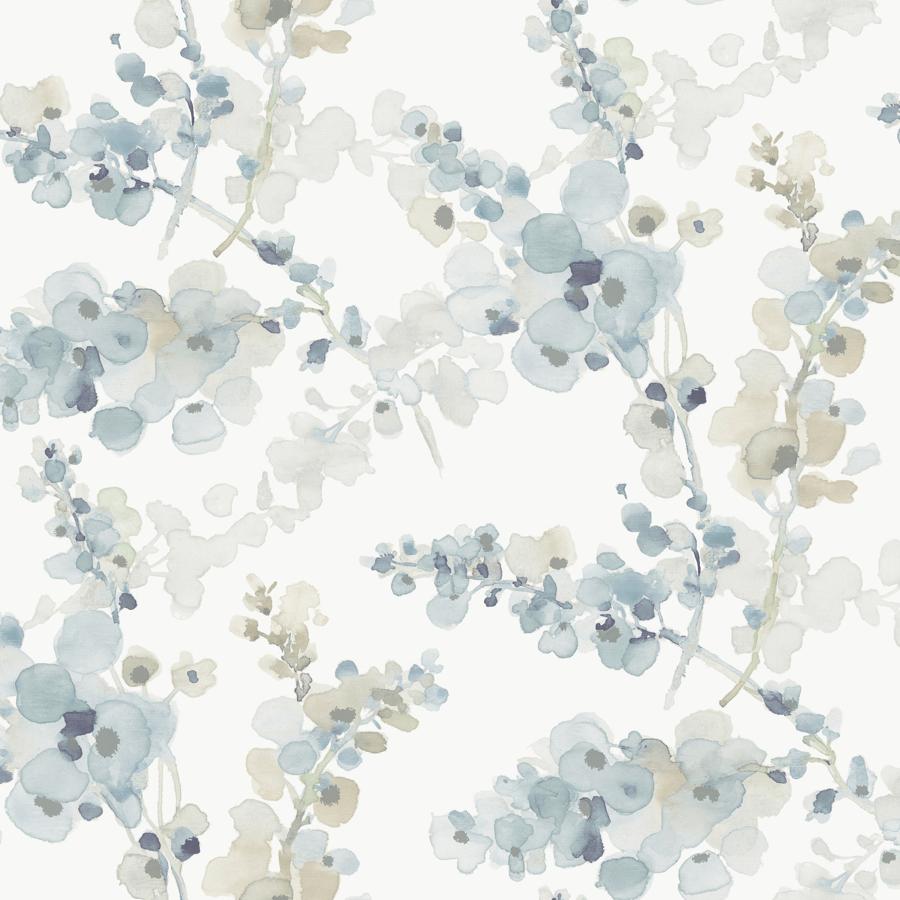 Sample - W4165-511 | Kravet Design, Blue Botanical - Kravet Design Wallpaper - W4165.511.0