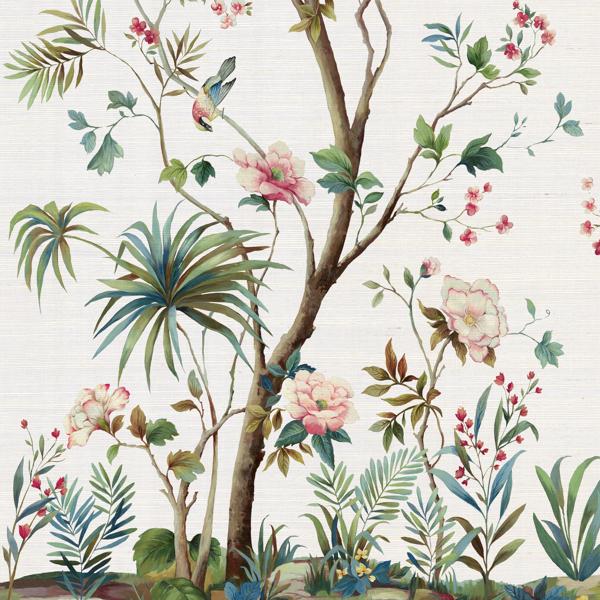 Sample - W4171-73 | Kravet Design, Pink Botanical - Kravet Wallpaper - W4171.73.0