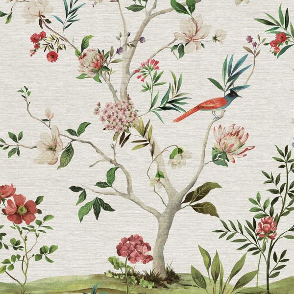 Sample - W4174-319 | Kravet Design, Red Botanical - Kravet Wallpaper - W4174.319.0