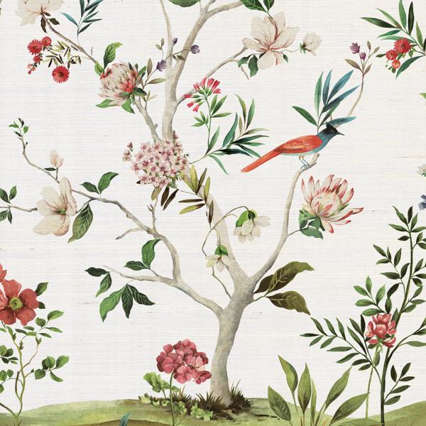 Sample - W4174-73 | Kravet Design, Pink Botanical - Kravet Wallpaper - W4174.73.0