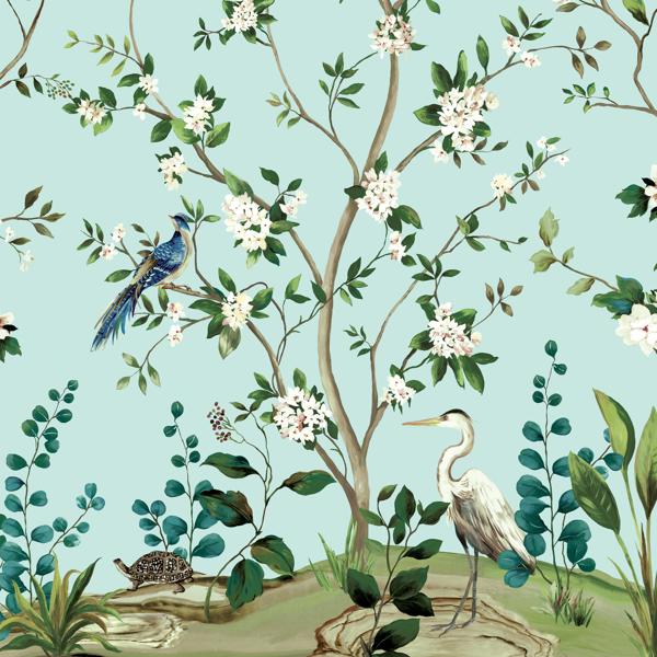Sample - W4176-355 | Kravet Design, Green Botanical - Kravet Wallpaper - W4176.355.0