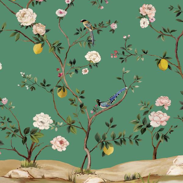 Sample - W4177-340 | Kravet Design, Green Botanical - Kravet Wallpaper - W4177.340.0