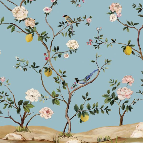 Purchase W4177-514 Kravet Design, Blue Botanical - Kravet Wallpaper - W4177.514.0