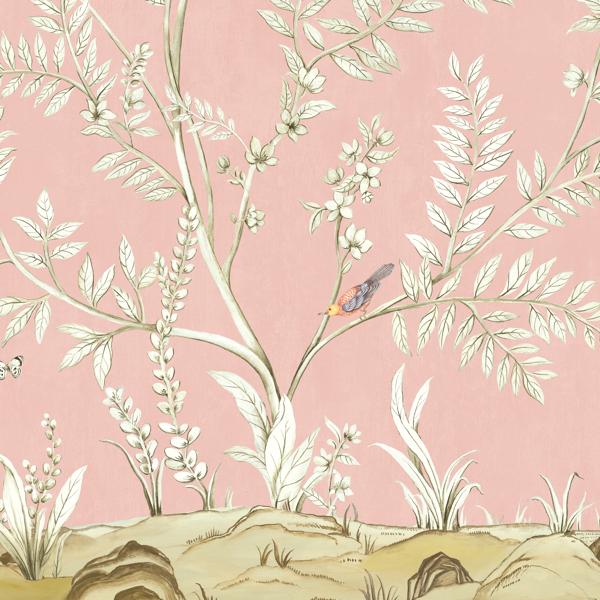 Sample - W4178-7 | Kravet Design, Pink Botanical - Kravet Wallpaper - W4178.7.0